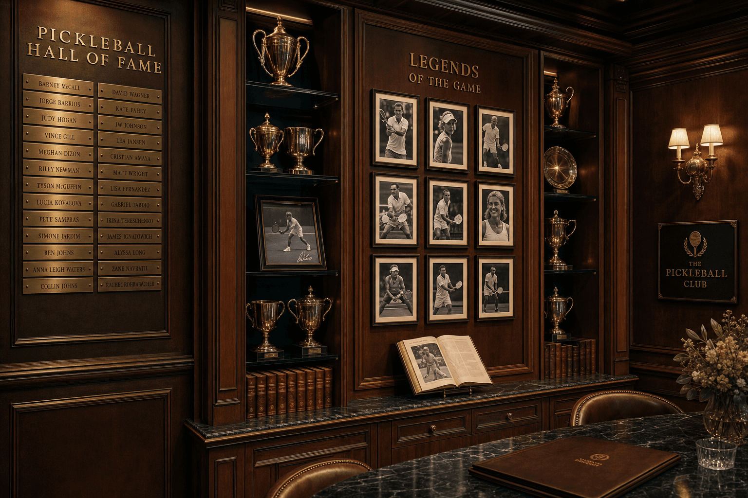 DK PicklePod Hall of Fame trophy display